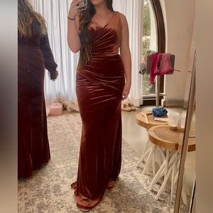 Revelry Dawson Velvet Dress in Terracotta